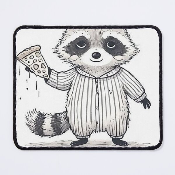 Item preview, Midnight Snack Raccoon – Cute Pajama Pizza Minimalist Design designed and sold by Mitaudesign.