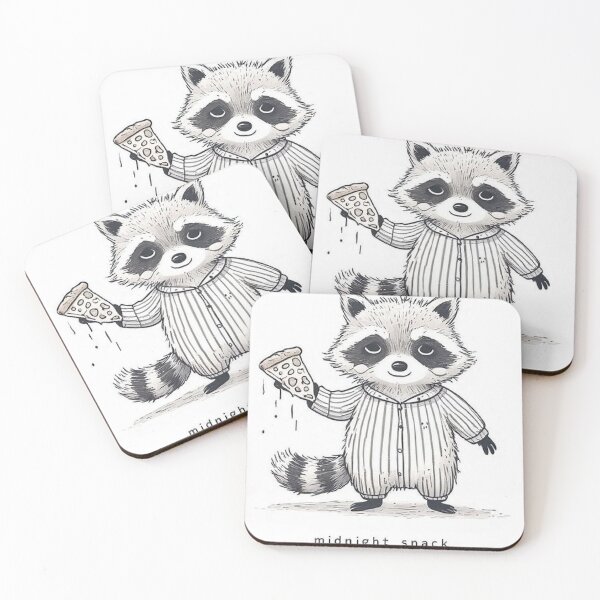 Item preview, Midnight Snack Raccoon – Cute Pajama Pizza Minimalist Design designed and sold by Mitaudesign.
