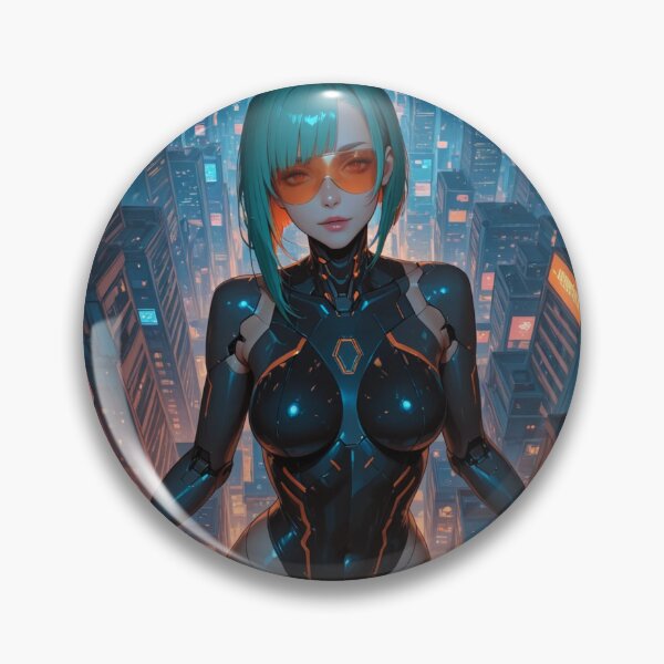 Item preview, Orange Visor – Cyberpunk City Anime Illustration designed and sold by Planet Utoppia.