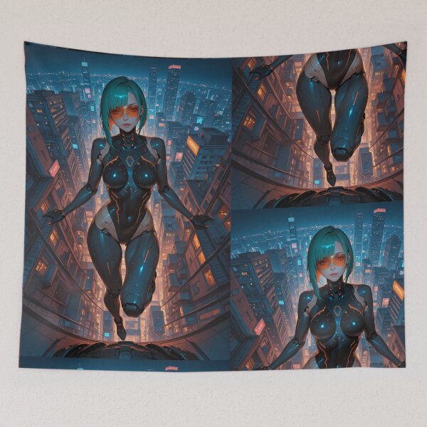 Item preview, Orange Visor – Cyberpunk City Anime Illustration designed and sold by Planet Utoppia.