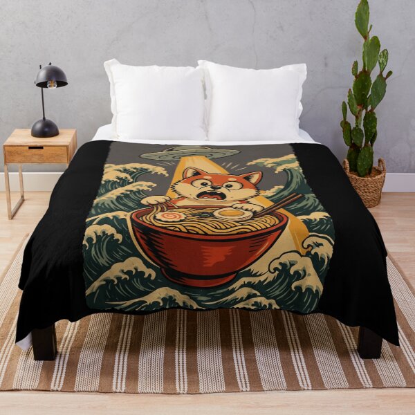 Item preview, Shiba Inu UFO Ramen Japanese Wave Cute Funny Illustration designed and sold by JEFDodsonArt.
