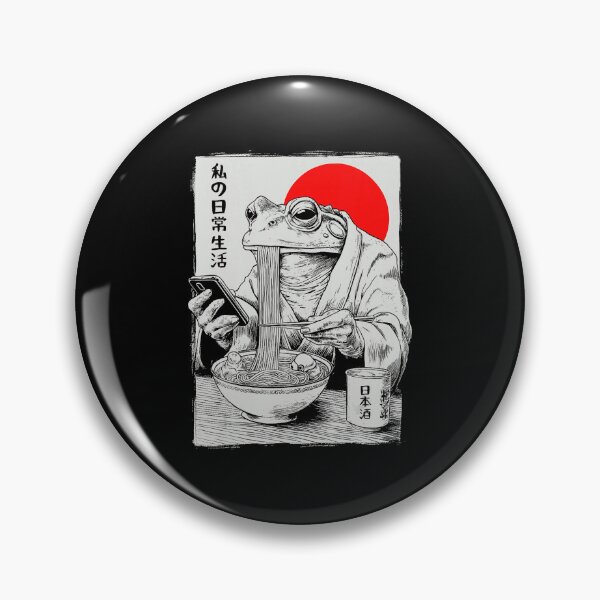 Item preview, Grumpy Frog Eating Ramen Funny Japanese Style Illustration designed and sold by titanlevi.