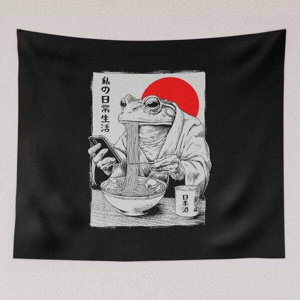 Item preview, Grumpy Frog Eating Ramen Funny Japanese Style Illustration designed and sold by titanlevi.