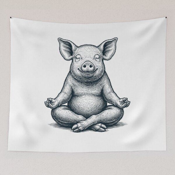Item preview, Vintage Pig Yoga Lotus Meditation Lover designed and sold by DoodleTortle.