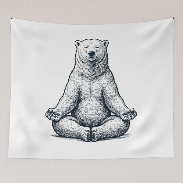Item preview, Vintage Polar Bear Yoga Lotus Meditation Lover designed and sold by DoodleTortle.
