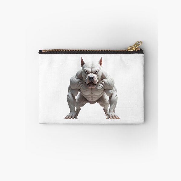 Item preview, Moody White Pitbull Power [Not Very Happy Today]: Fierce Muscular Dog Illustration designed and sold by customgif.