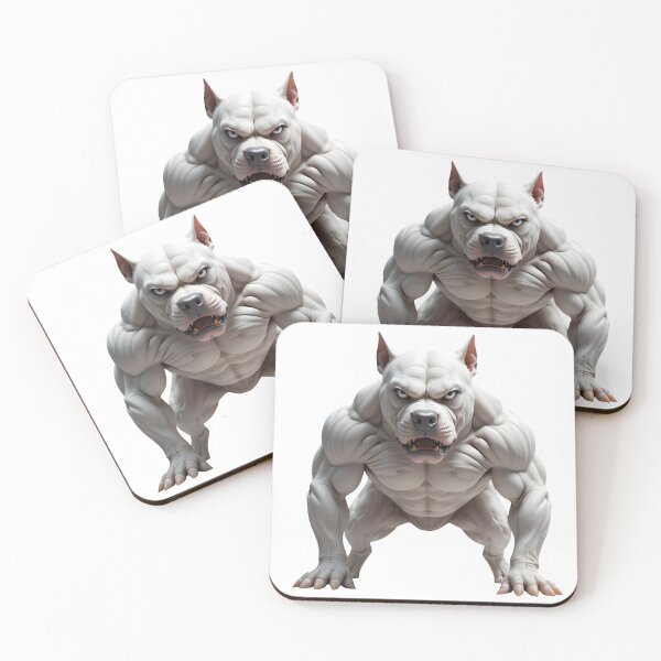 Item preview, Moody White Pitbull Power [Not Very Happy Today]: Fierce Muscular Dog Illustration designed and sold by customgif.