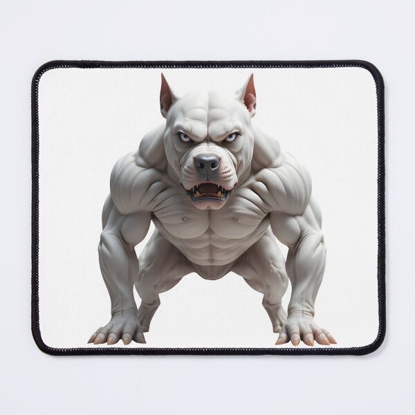 Item preview, Moody White Pitbull Power [Not Very Happy Today]: Fierce Muscular Dog Illustration designed and sold by customgif.