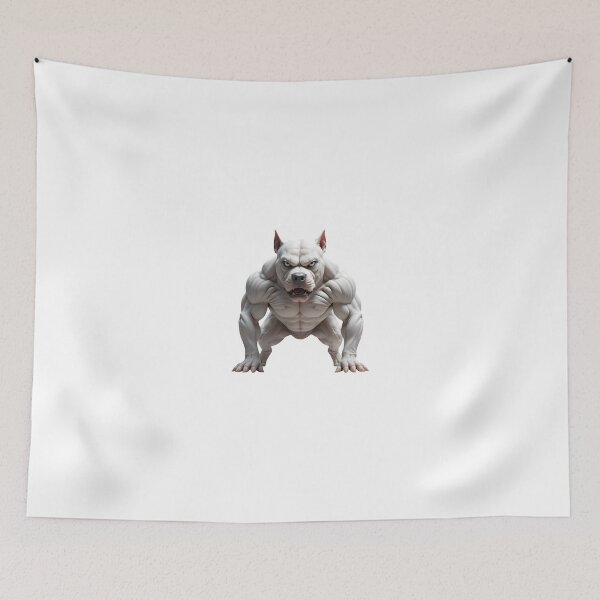 Item preview, Moody White Pitbull Power [Not Very Happy Today]: Fierce Muscular Dog Illustration designed and sold by customgif.