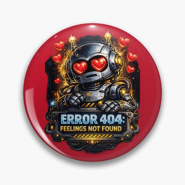 Item preview, Robot with Heart Eyes – Error 404 Feelings Not Found Funny Robot designed and sold by Cosmic Meme Factory.