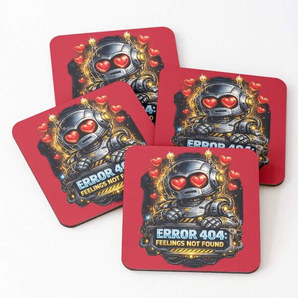 Item preview, Robot with Heart Eyes – Error 404 Feelings Not Found Funny Robot designed and sold by Cosmic Meme Factory.