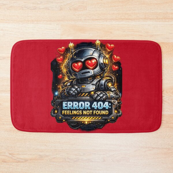 Item preview, Robot with Heart Eyes – Error 404 Feelings Not Found Funny Robot designed and sold by Cosmic Meme Factory.