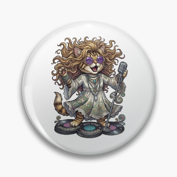 Item preview, Psychedelic Hippie Cat Singer with Jefferson Airplane Records designed and sold by odaignea.