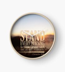 1 Chronicles 23:30 Bible Verse Morning Praise Mountain Print Clock