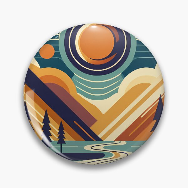 Item preview, Geometric Mountain Peaks with Winding River designed and sold by InkSmithery.