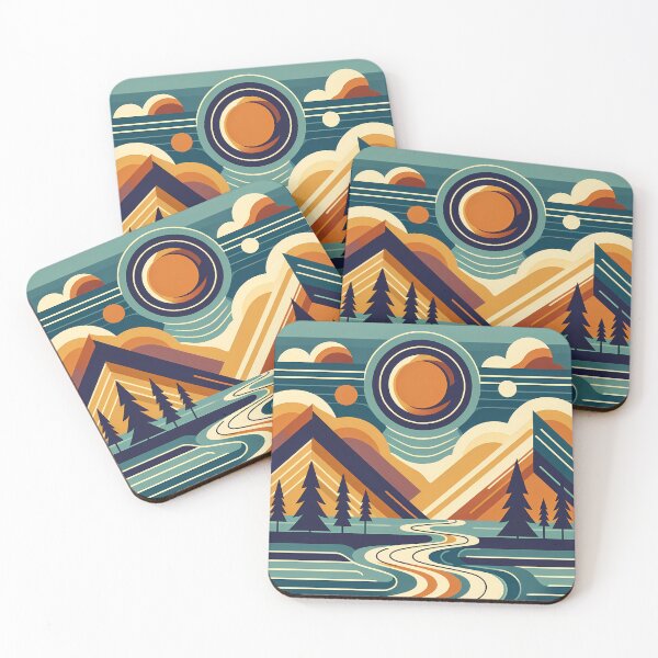Item preview, Geometric Mountain Peaks with Winding River designed and sold by InkSmithery.