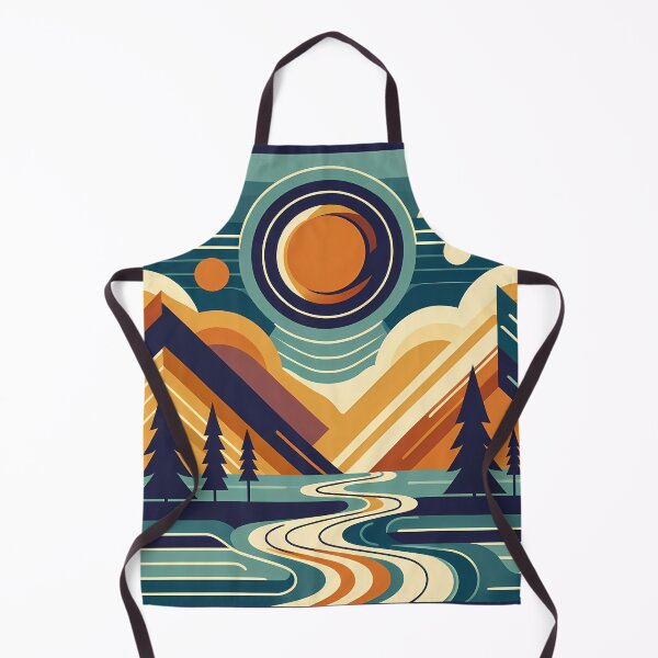 Item preview, Geometric Mountain Peaks with Winding River designed and sold by InkSmithery.