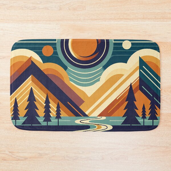 Item preview, Geometric Mountain Peaks with Winding River designed and sold by InkSmithery.