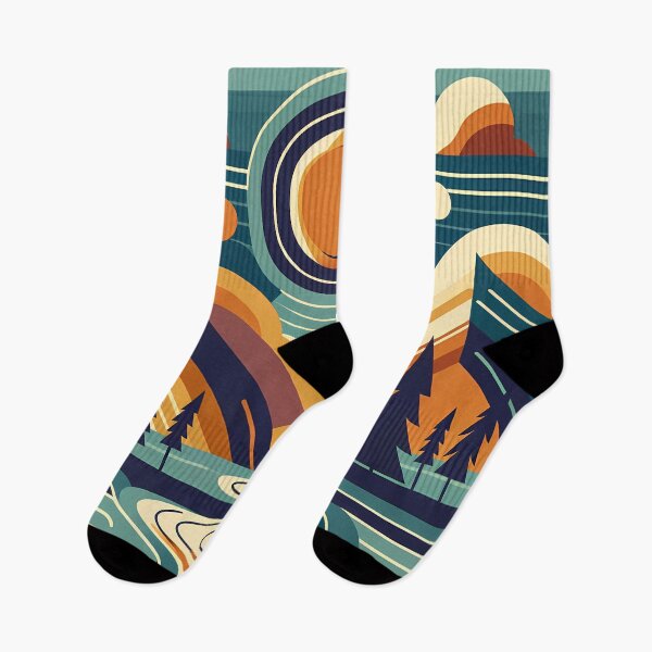 Item preview, Geometric Mountain Peaks with Winding River designed and sold by InkSmithery.