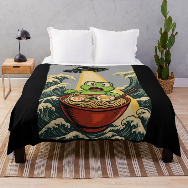 Item preview, UFO Frog Ramen Japanese Wave Cute Funny Illustration designed and sold by JEFDodsonArt.