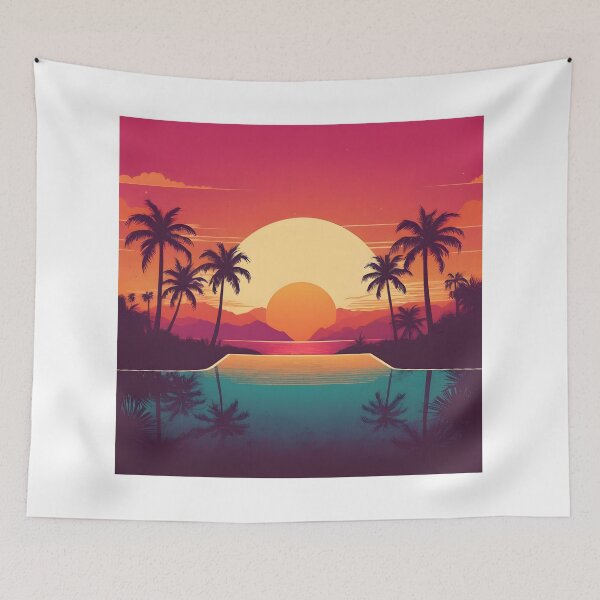 Item preview, Retro Sunset Palm Trees 80s Vintage Aesthetic - 12 designed and sold by RELAX STATION.