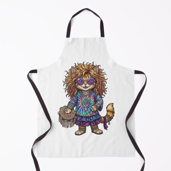 Item preview, Boho Hippie Cat with Tambourine and Tie-Dye Shirt designed and sold by odaignea.
