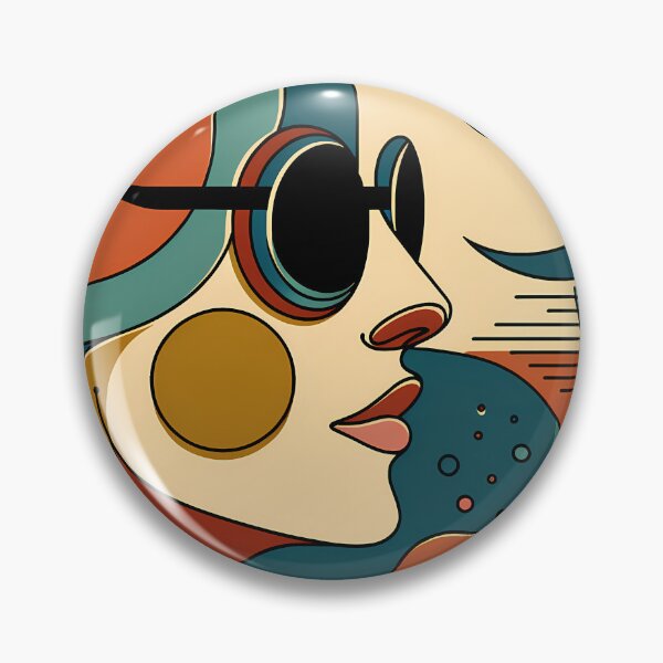 Item preview, Abstract Line Face with Moon and Geometric Shapes designed and sold by InkSmithery.