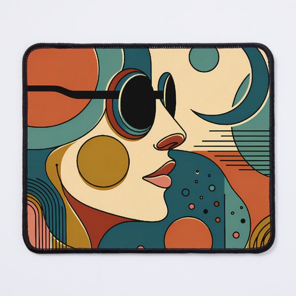 Item preview, Abstract Line Face with Moon and Geometric Shapes designed and sold by InkSmithery.