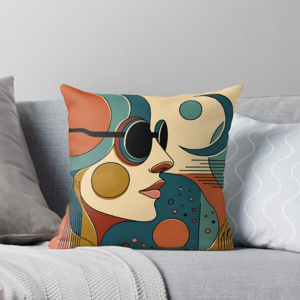Item preview, Abstract Line Face with Moon and Geometric Shapes designed and sold by InkSmithery.