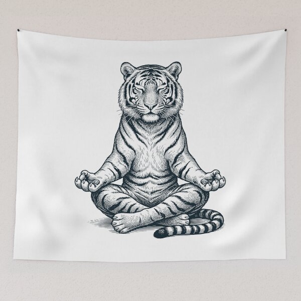 Item preview, Vintage Tiger Yoga Lotus Meditation Lover designed and sold by DoodleTortle.