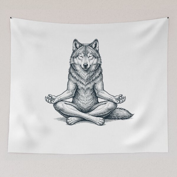 Item preview, Vintage Wolf Yoga Lotus Meditation Lover designed and sold by DoodleTortle.