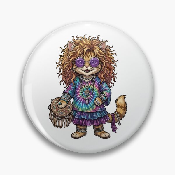 Item preview, Vintage Boho Hippie Cat with Tambourine Standing designed and sold by odaignea.
