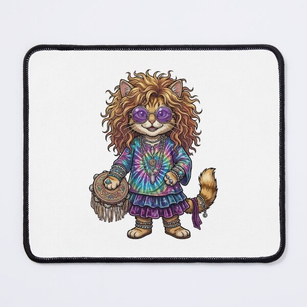 Item preview, Vintage Boho Hippie Cat with Tambourine Standing designed and sold by odaignea.