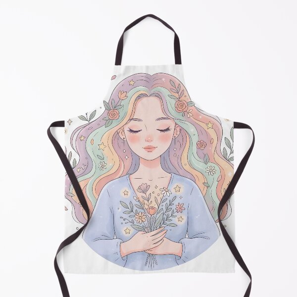 Item preview, Pastel Dream Girl with Floral Aura | Aesthetic Nature Illustration designed and sold by Infinite Art Lab.