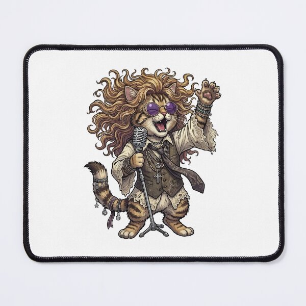 Item preview, Hippie Rockstar Cat Singing on Vinyl Records with Mic designed and sold by odaignea.