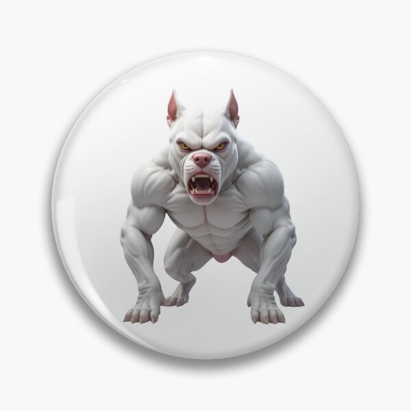 Item preview, Moody White Pitbull Power: Fierce Muscular Dog Illustration designed and sold by customgif.