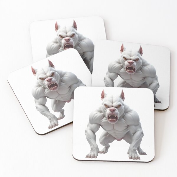 Item preview, Moody White Pitbull Power: Fierce Muscular Dog Illustration designed and sold by customgif.