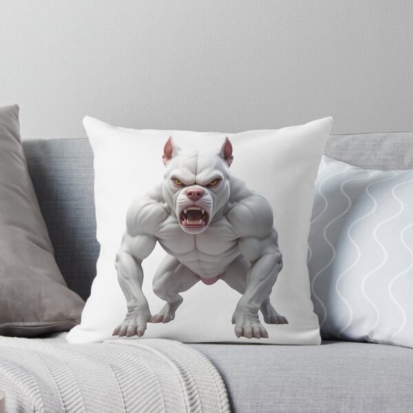 Item preview, Moody White Pitbull Power: Fierce Muscular Dog Illustration designed and sold by customgif.