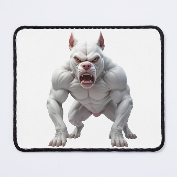 Item preview, Moody White Pitbull Power: Fierce Muscular Dog Illustration designed and sold by customgif.