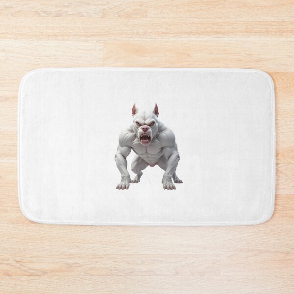 Item preview, Moody White Pitbull Power: Fierce Muscular Dog Illustration designed and sold by customgif.