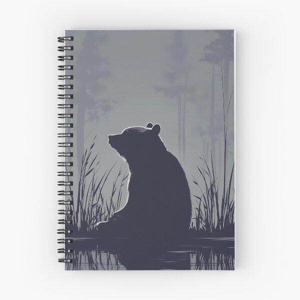 Item preview, Minimalist Bear Silhouette Wall Art – Moody Forest Nature Illustration – Calm Aesthetic Decor designed and sold by StaStreetStore.