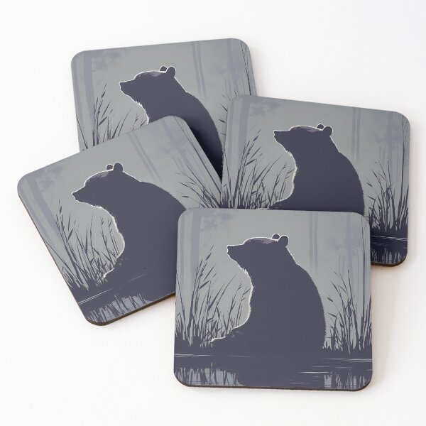 Item preview, Minimalist Bear Silhouette Wall Art – Moody Forest Nature Illustration – Calm Aesthetic Decor designed and sold by StaStreetStore.