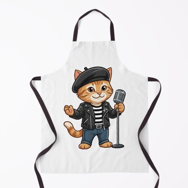 Item preview, French Punk Rocker Cat with Beret and Leather Jacket designed and sold by odaignea.