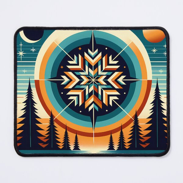 Item preview, Geometric Snowflake Over Winter Forest Lake designed and sold by InkSmithery.