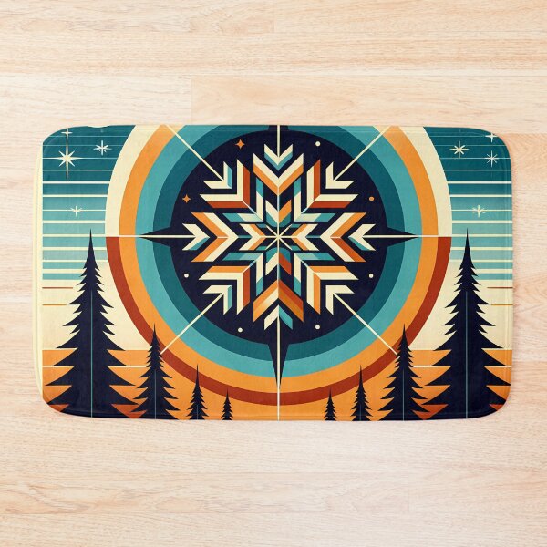 Item preview, Geometric Snowflake Over Winter Forest Lake designed and sold by InkSmithery.
