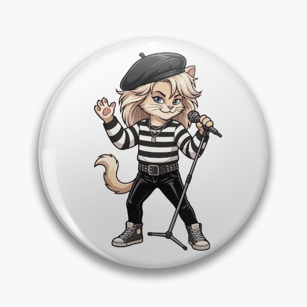 Item preview, Punk Rockstar Cat Singer with Beret and Mic Stand designed and sold by odaignea.