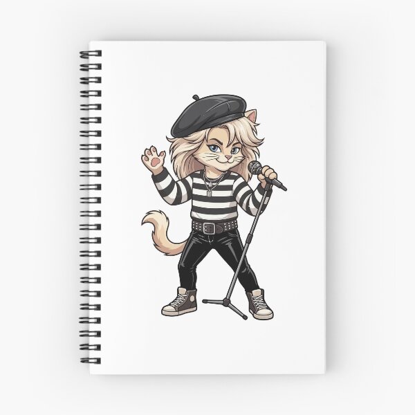 Item preview, Punk Rockstar Cat Singer with Beret and Mic Stand designed and sold by odaignea.