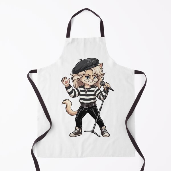 Item preview, Punk Rockstar Cat Singer with Beret and Mic Stand designed and sold by odaignea.