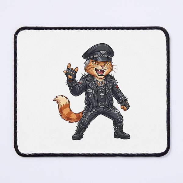 Item preview, Fierce Metalhead Cat in Studded Leather Jacket and Biker Cap designed and sold by odaignea.