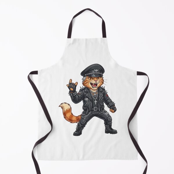Item preview, Fierce Metalhead Cat in Studded Leather Jacket and Biker Cap designed and sold by odaignea.